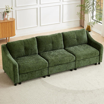 JIEXI Ecksofa mit Schlaffunktion – Dunkelgrün 3