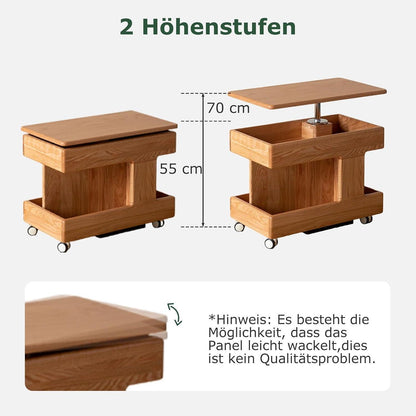 Massivholz Beistelltisch mit Rollen & Stauraum (Kirschbaum)