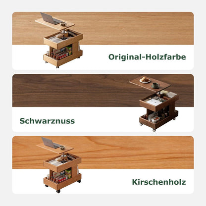 Massivholz Beistelltisch mit Rollen & Stauraum (Kirschbaum)