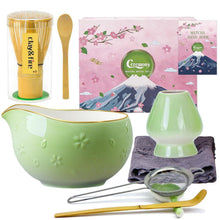 9-teiliges Matcha Set | Bambus Besen & Keramik Schale