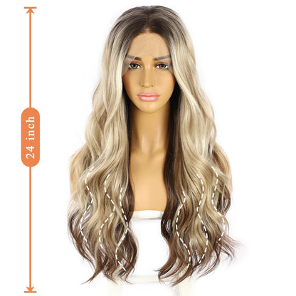 Blonde Braun Ombre Körperwelle Synthetische Lace Front Perücke 24 Zoll
