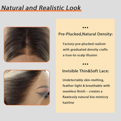 Blonde Braun Ombre Körperwelle Synthetische Lace Front Perücke 24 Zoll