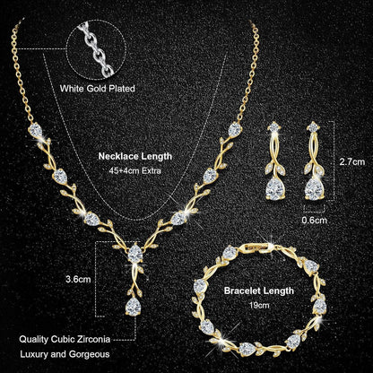Schmuckset Sterling Silber 925 mit Zirkonia für Damen, Gold