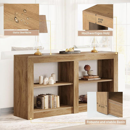 3-stufiger Konsolentisch Eiche | 150cm Beistelltisch mit Stauraum