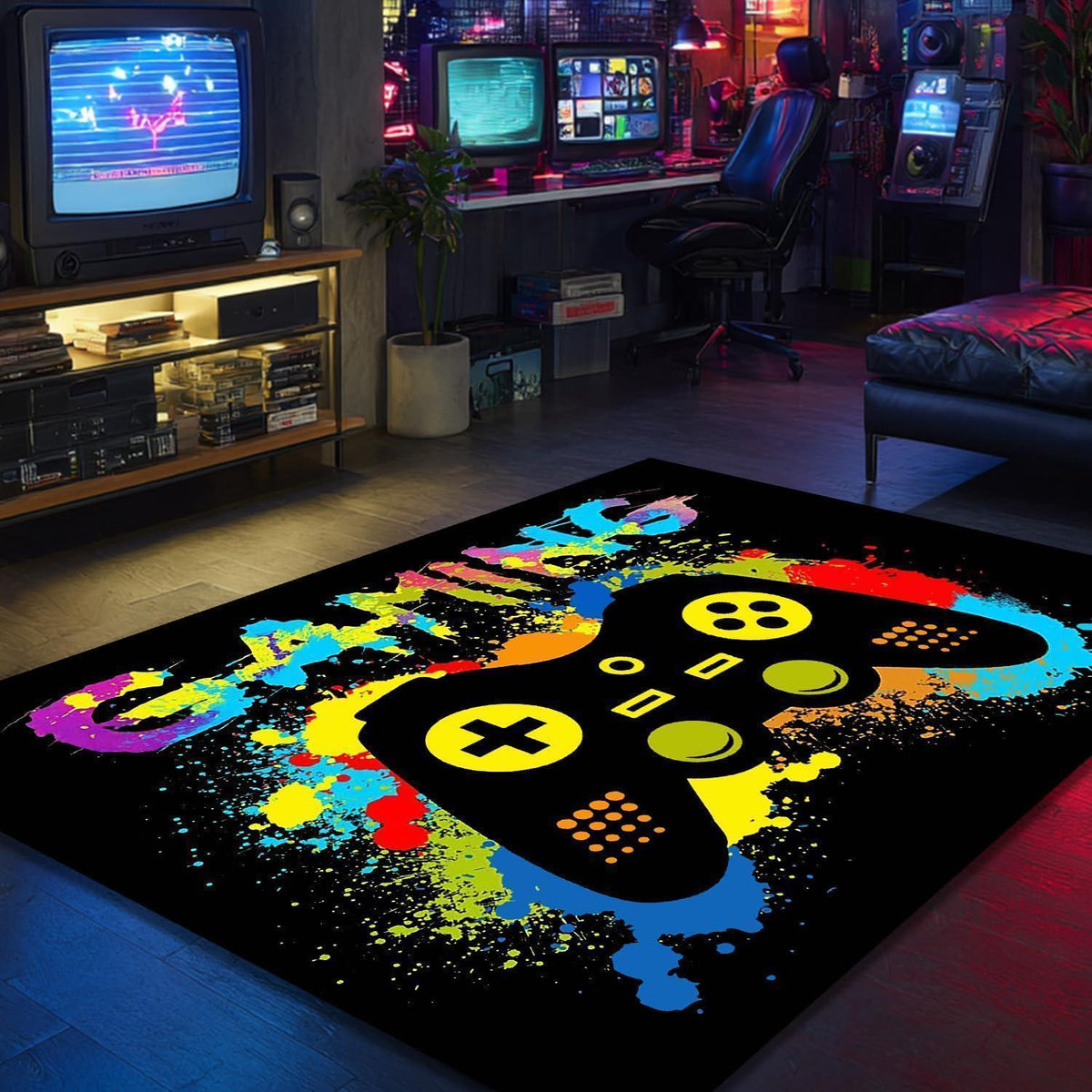 Gaming Teppich 3D Gamepad Design 160x230 cm – Rutschfest & Waschbar