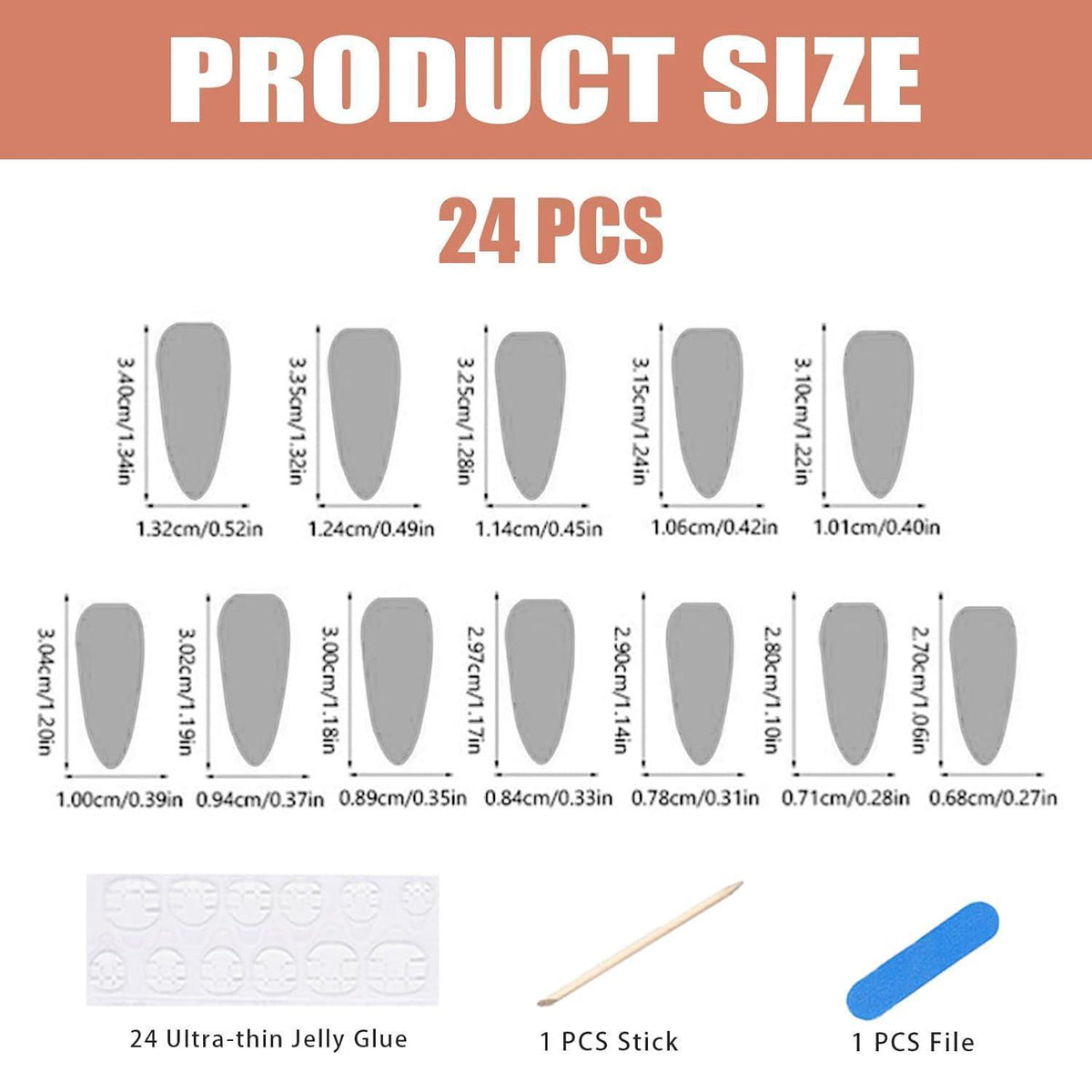 24 Press On Nails Lang Mandel Schwarz Goth Schmetterling Design