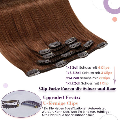 Rote Echthaar Clip-in Extensions – 40cm, 80g