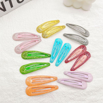 16x Glitzer Haarspangen Mädchen, Snap Clips in Bonbonfarben