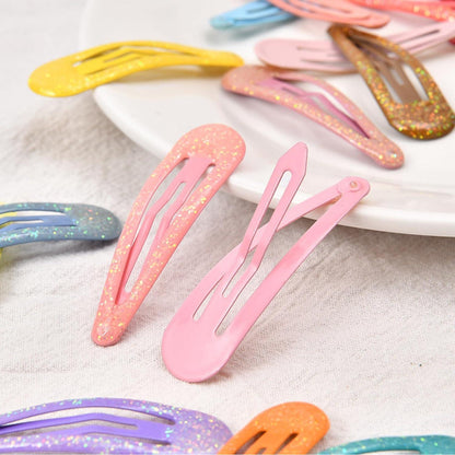16x Glitzer Haarspangen Mädchen, Snap Clips in Bonbonfarben
