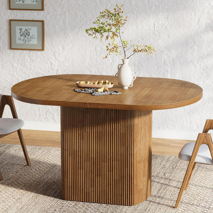 Rustikaler Esstisch für 4 Personen – Ovale Holzbasis 120x70cm