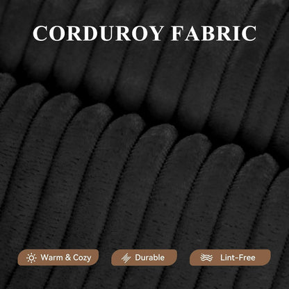 Hawthyhome Ecksofa mit Schlaffunktion, Cordstoff, Schwarz