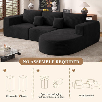 Hawthyhome Ecksofa mit Schlaffunktion, Cordstoff, Schwarz