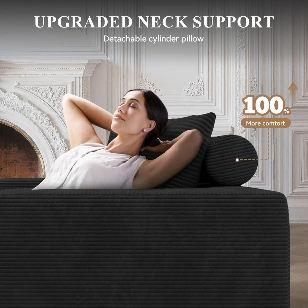 Hawthyhome Ecksofa mit Schlaffunktion, Cordstoff, Schwarz