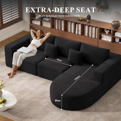 Hawthyhome Ecksofa mit Schlaffunktion, Cordstoff, Grau, Rechts-Chaiselongue
