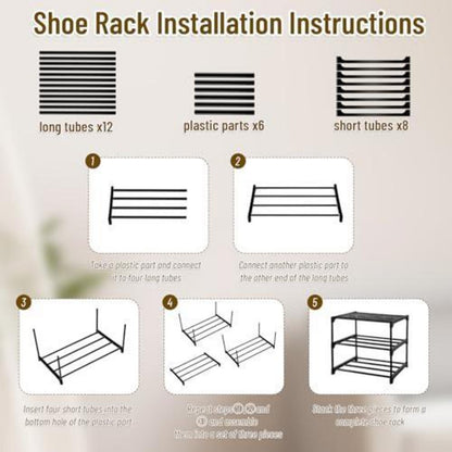Schuhregal Schmal 3 Ebenen – Platzsparend & Stabil