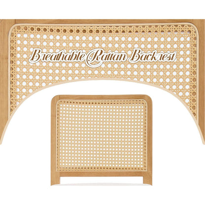 Barhocker 2er Set mit Rattan Rückenlehne, Weiß