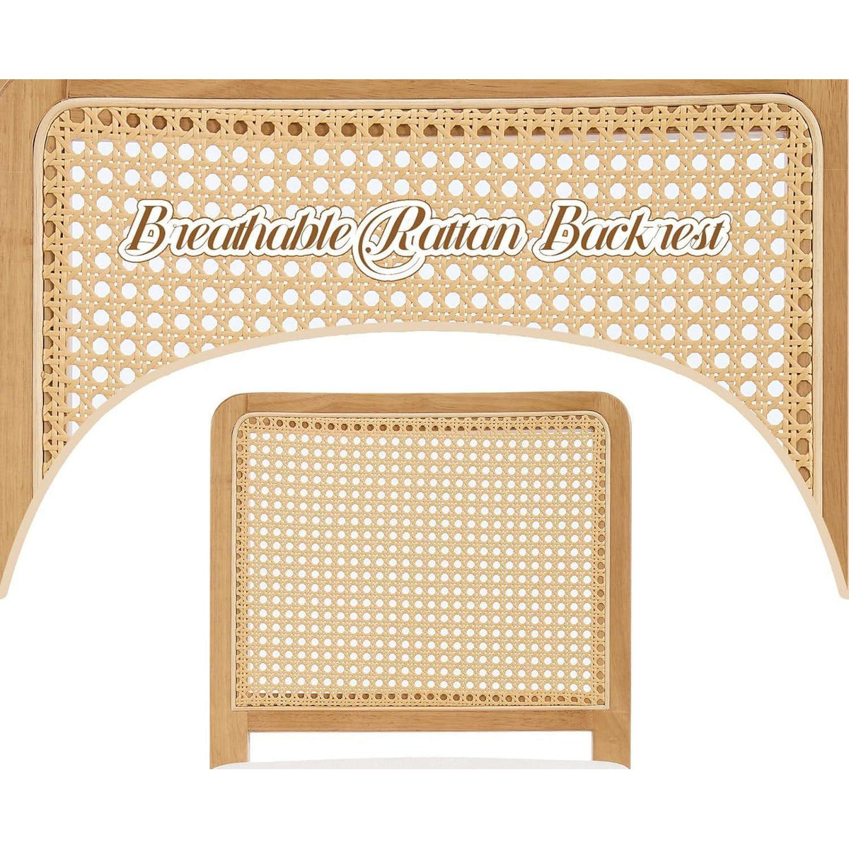 Barhocker 2er Set mit Rattan Rückenlehne, Grau