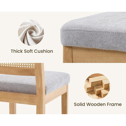 Barhocker 2er Set mit Rattan Rückenlehne, Grau