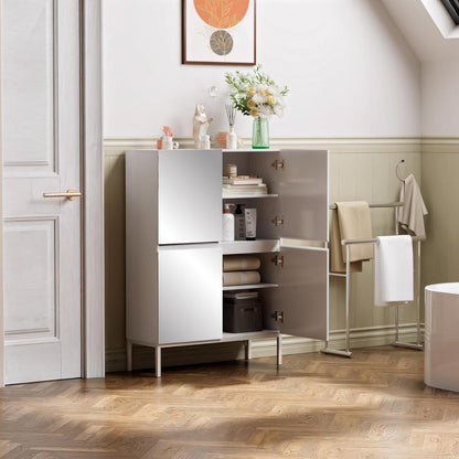 Spiegelschrank 4 Türen Weiß | 80x30,5x115,5 cm | Schubladenoption