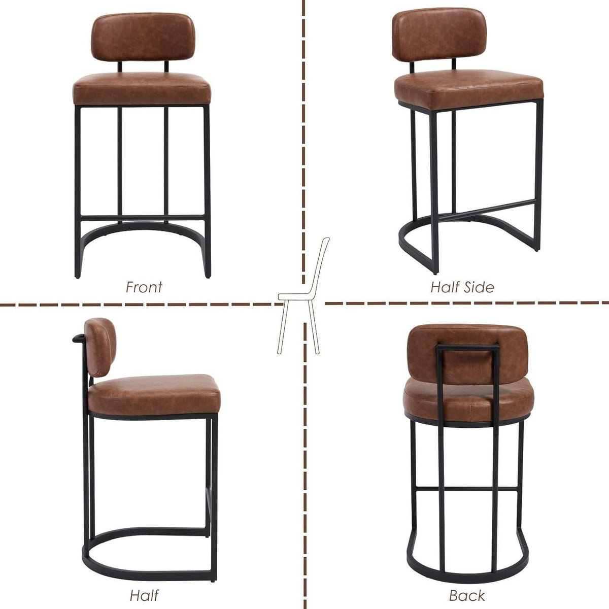 Ya-Home Barhocker 4er Set mit Fußstütze, Braun