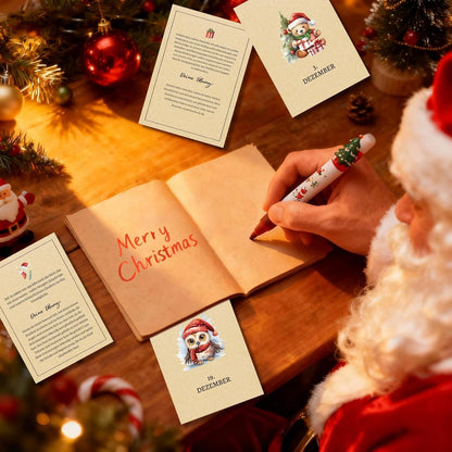 Achtsamkeits Adventskalender 2026 mit Notizbuch & Holzsockel