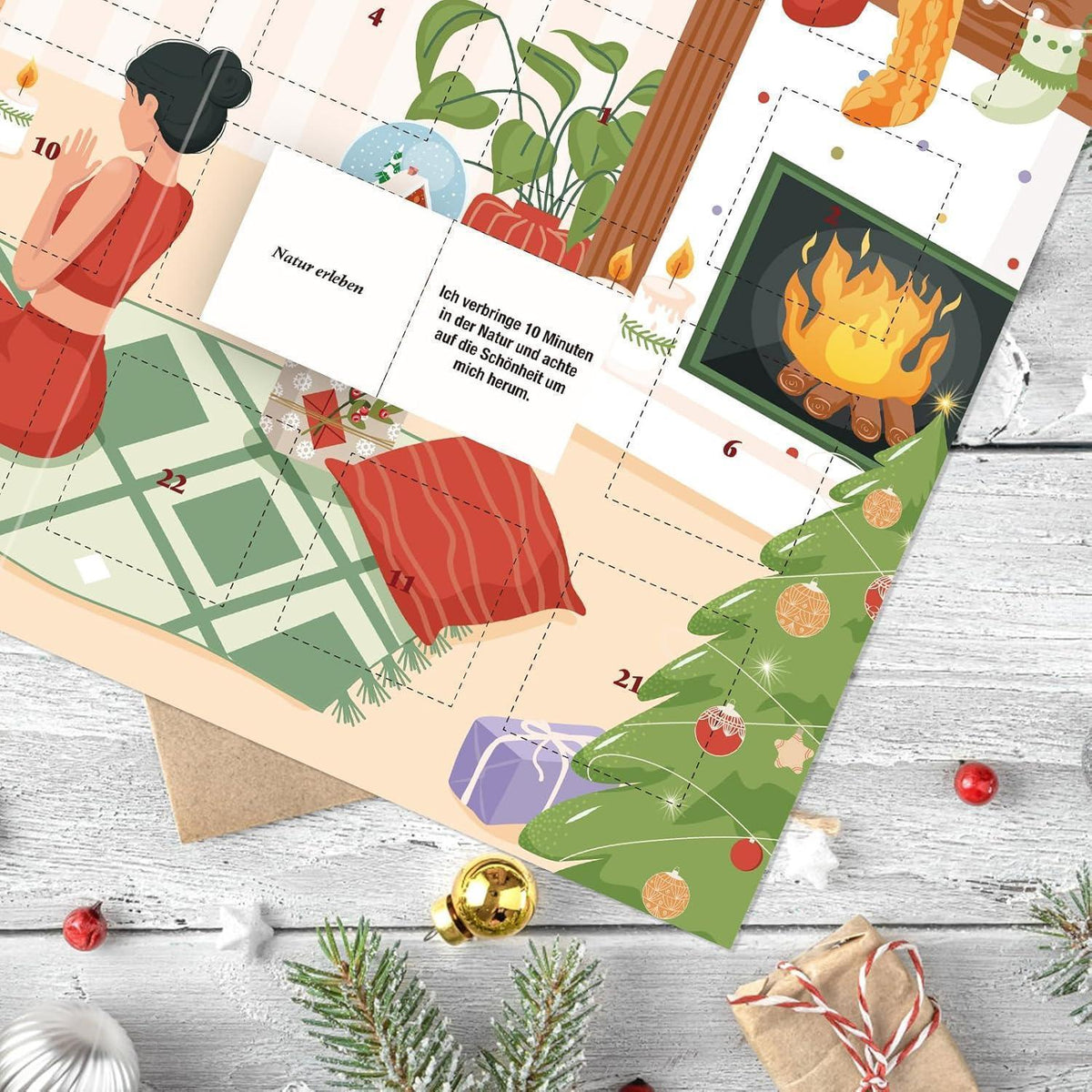 Achtsamkeits Adventskalender 2026 Frauen | Karte mit 24 Türchen & Ritualen