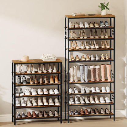 10-stufiges Schuhregal Vintagebraun & Schwarz – 30-40 Paar