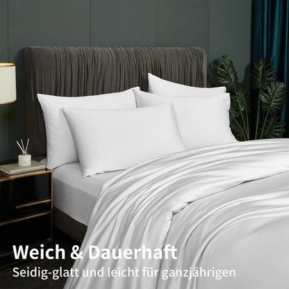 Bambus Bettwäsche Set 220x240 cm - Kühlend & Atmungsaktiv Weiß