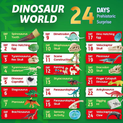 Dinosaurier Adventskalender 2026 mit 24 Dino-Spielzeugen