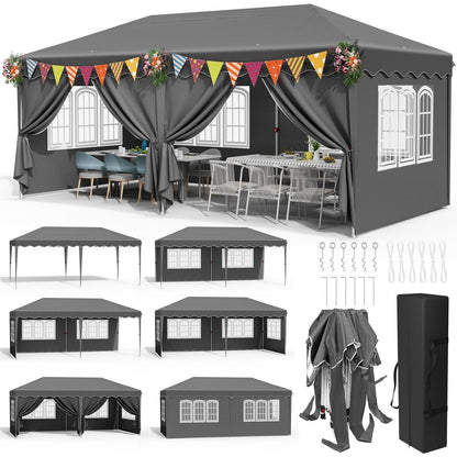 3x6m Pavillon Wasserdicht, Stabil & Mit 6 Seitenteilen