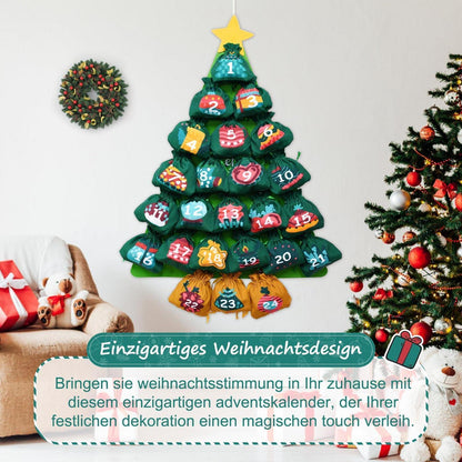 Adventskalender zum Aufhängen mit 24 Stoffbeuteln für Weihnachten