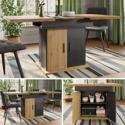 Ausziehbarer Esstisch 110-140cm | Platzsparender Küchentisch Retro Design