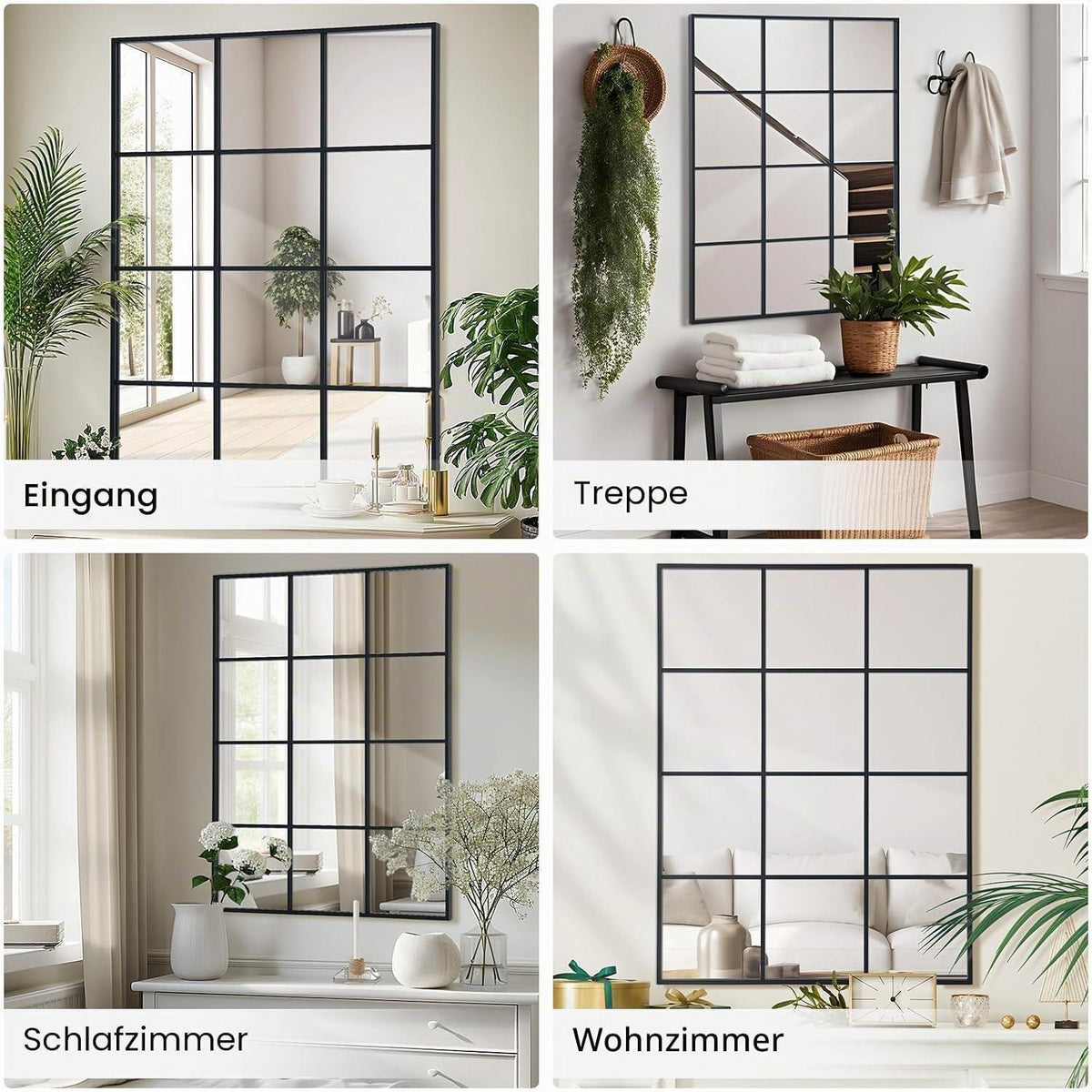 Rechteckiger Wandspiegel Schwarz 60x90 cm – Moderner Rahmen