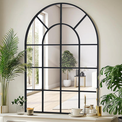 Gewölbter Fensterspiegel 75x120cm mit schwarzem Aluminiumrahmen