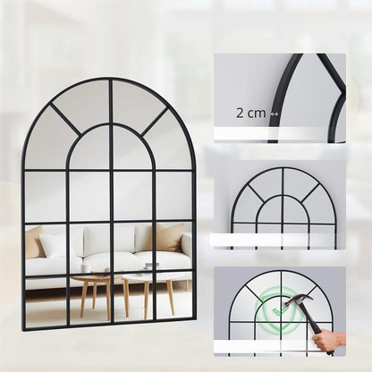 Gewölbter Fensterspiegel 75x120cm mit schwarzem Aluminiumrahmen