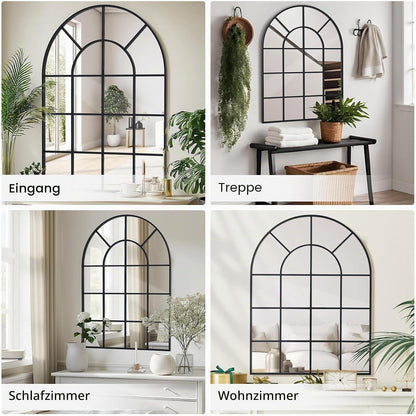 Gewölbter Fensterspiegel 75x120cm mit schwarzem Aluminiumrahmen