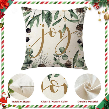 Weihnachtskissenbezüge 4er Set – 40x40 cm, Baum & Kugel