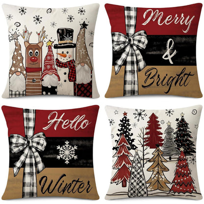 Weihnachtliche Kissenbezüge 4er Set 50x50 cm - Zierkissenbezüge