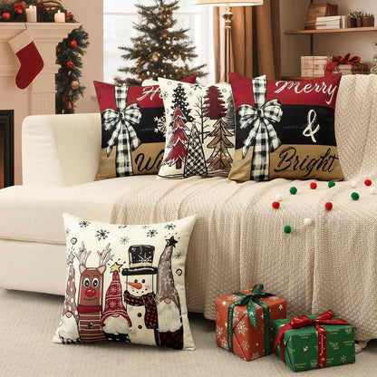 Weihnachtliche Kissenbezüge 4er Set 50x50 cm - Zierkissenbezüge