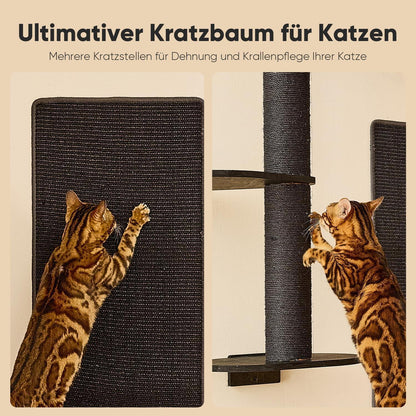 Katzenkletterwand 4in1 – Wandmöbel mit Hängematte & Kratzbaum