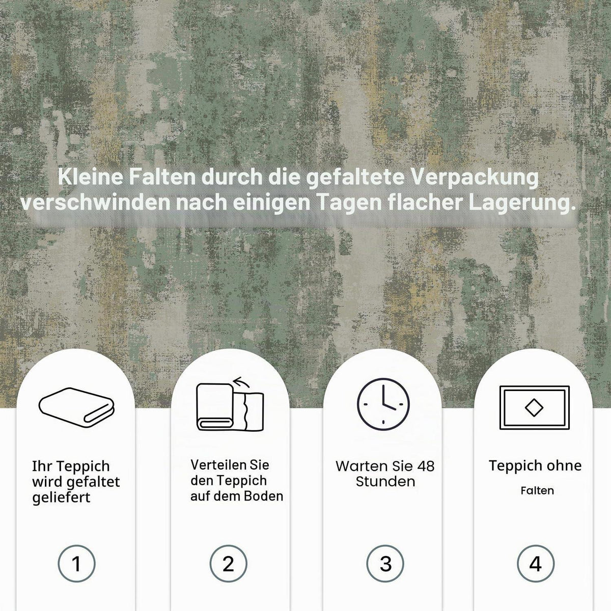 Moderner Wohnzimmerteppich Grün 200x290 cm – Waschbar & Rutschfest