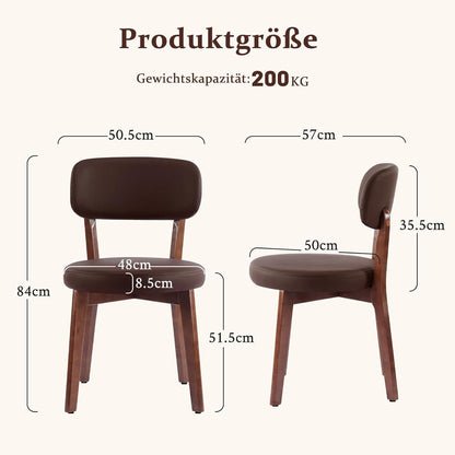 Esszimmerstühle 6er Set, Massivholz Braun in Lederoptik