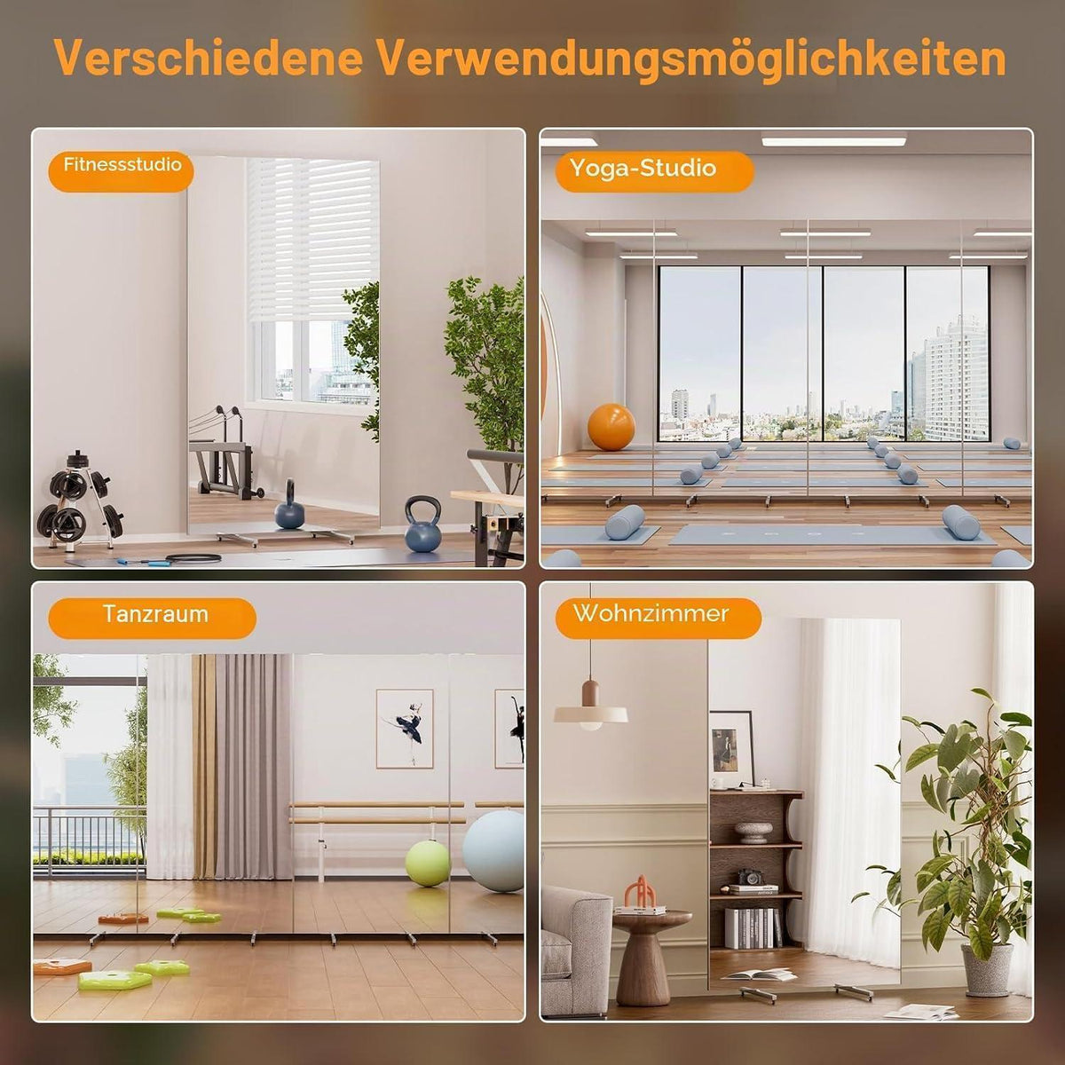 Brisafe Ganzkörperspiegel 180x100cm, Drehbar & Bruchsicher