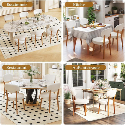 Esszimmerstühle 6er Set, Polsterstuhl Leinen Beige