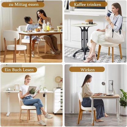 Esszimmerstühle 6er Set, Polsterstuhl Leinen Beige