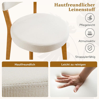 Esszimmerstühle 6er Set, Polsterstuhl Leinen Beige