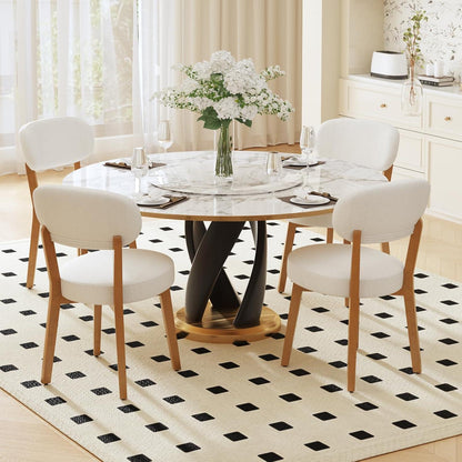 Esszimmerstühle 6er Set, Polsterstuhl Leinen Beige