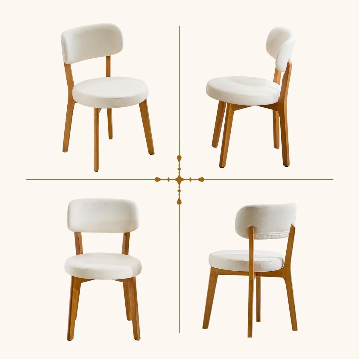Esszimmerstühle 6er Set, Polsterstuhl Leinen Beige
