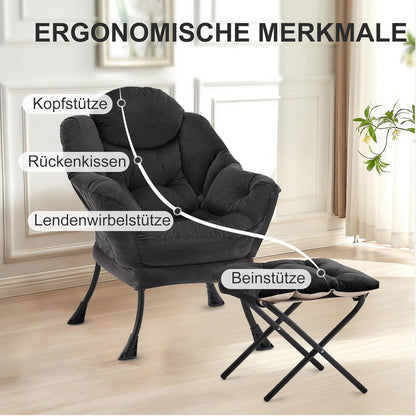 Lazy Chair mit Ottomane – Bequemer Ohrensessel mit Fußhocker