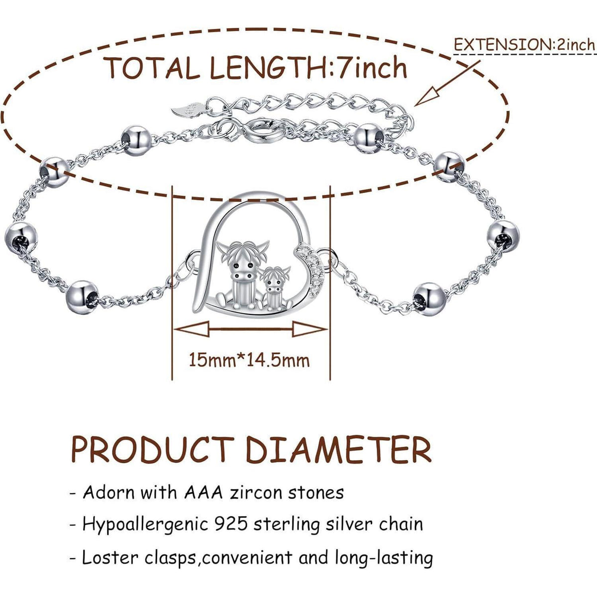 925 Sterling Silber Tier Armband mit Zirkonia - Geschenkbox